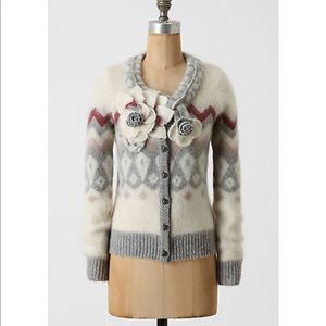 Anthropologie | Sleeping on Snow Floral Appliqué Cardigan